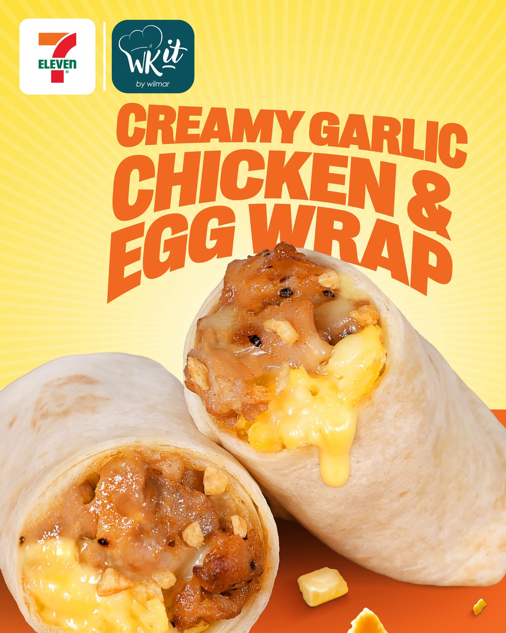 Tender chicken, creamy egg and garlicky wrap